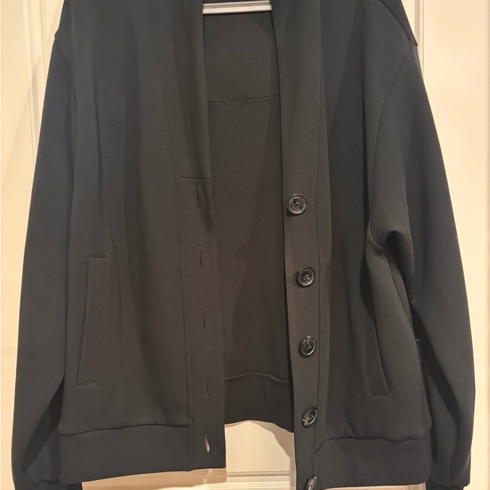Varley Double Soft Black Button-Up Jacket